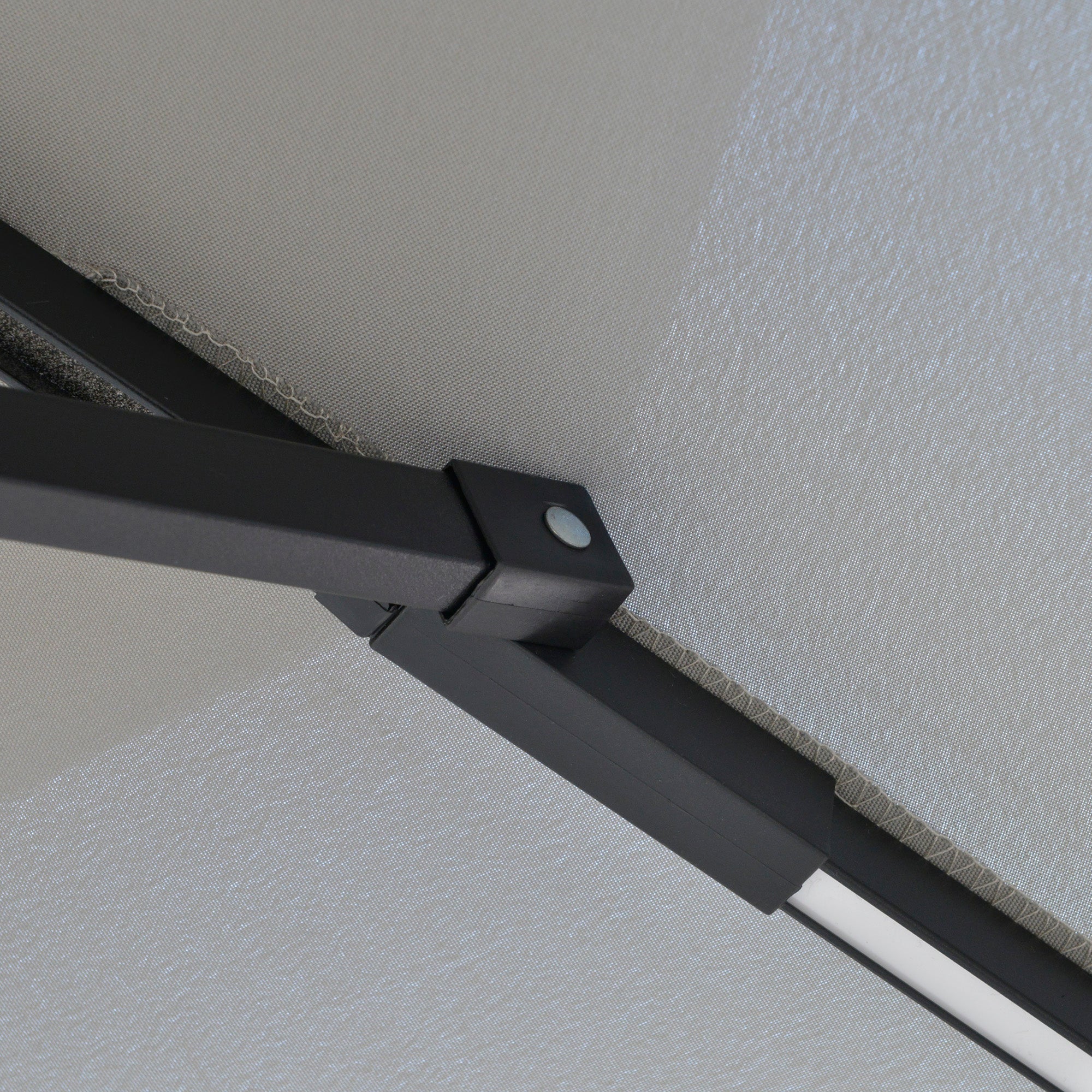 Outsunny 3(m) Cantilever Banana Parasol Hanging Umbrella with Double Roof, LED Solar lights, Crank, 8 Sturdy Ribs and Cross Base for Outdoor, Garden, Patio, Light Grey