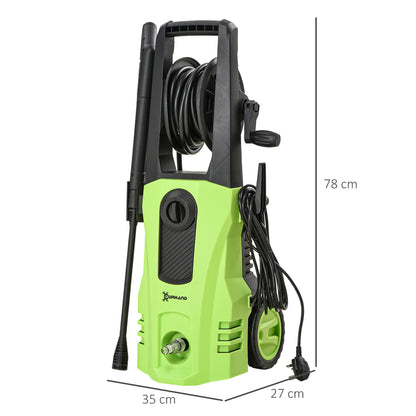 DURHAND 1800W High\'c2\'a0Pressure\'c2\'a0Washer, 150 Bar Pressure, 510 L/h Flow, High-Performance Portable Power Jet Wash Cleaner Green