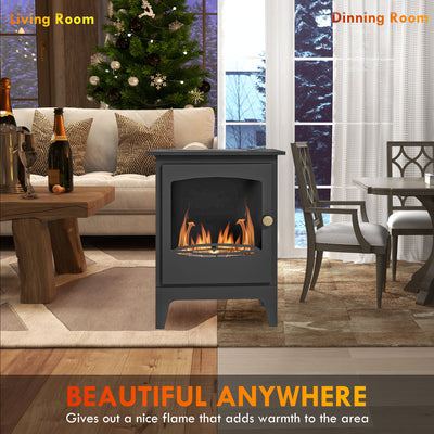 HOMCOM Freestanding Ethanol Fireplace, Steel Bioethanol Fireplace with Stainless Steel Flame Snuffer, 1.2L Tank, 3 Hours Burning Time for Indoor, Black 