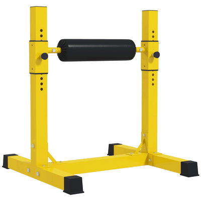 SPORTNOW Bulgarian Split Squat Stand, 12-Level Adjustable Single Leg Squat Machine with Foam Roller and Anti-Slip Pads for Lower Body Strength Training, Yellow 