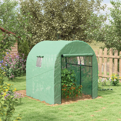 Outsunny 180 x 180cm Walk-In Polytunnel Greenhouse - Green 