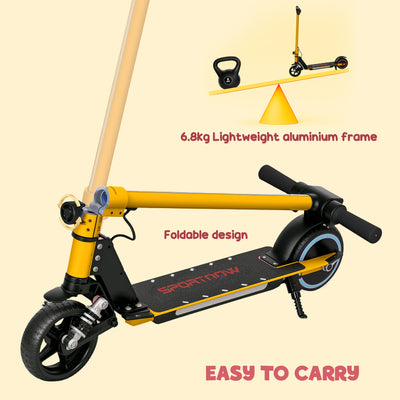 SPORTNOW Folding Electric Scooter for Kids Age 6-14 with Dual Brakes, Front Suspension, LED Colourful Lights and Display, 6.8kg Lightweight Aluminium E Scooter, Up to 14 KM/H & 6 KM, Gold Tone 