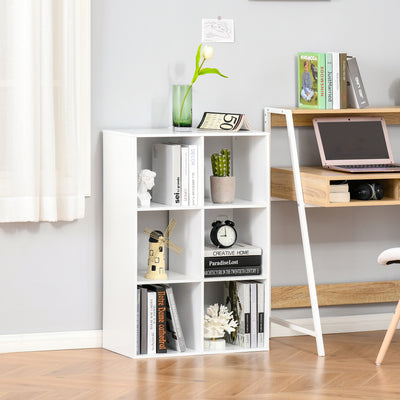HOMCOM 3-tier 6 Cubes Storage Unit Particle Board Cabinet Bookcase Organiser Home Office Shelves White 
