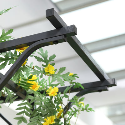Outsunny 210cm Decorative Metal Garden Trellis Arch with Durable Steel Tubing & Elegant Scrollwork, Great for Weddings, Dark Gre 