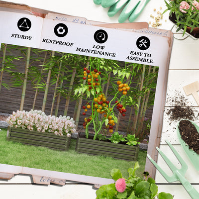 Outsunny Steel Raised Beds for Garden, Outdoor Planter Box, Set of 2, for Flowers, Herbs and Vegetables, Dark Grey 