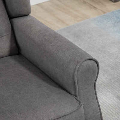 HOMCOM Retro Accent Chair, Wingback Armchair with Wood Frame Button Tufted Design for Living Room Bedroom, Dark Grey 