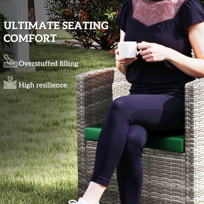 Outsunny Outdoor Seat Cushion Pads for Rattan Furniture, 3 PCs Garden Furniture Cushions, Green 