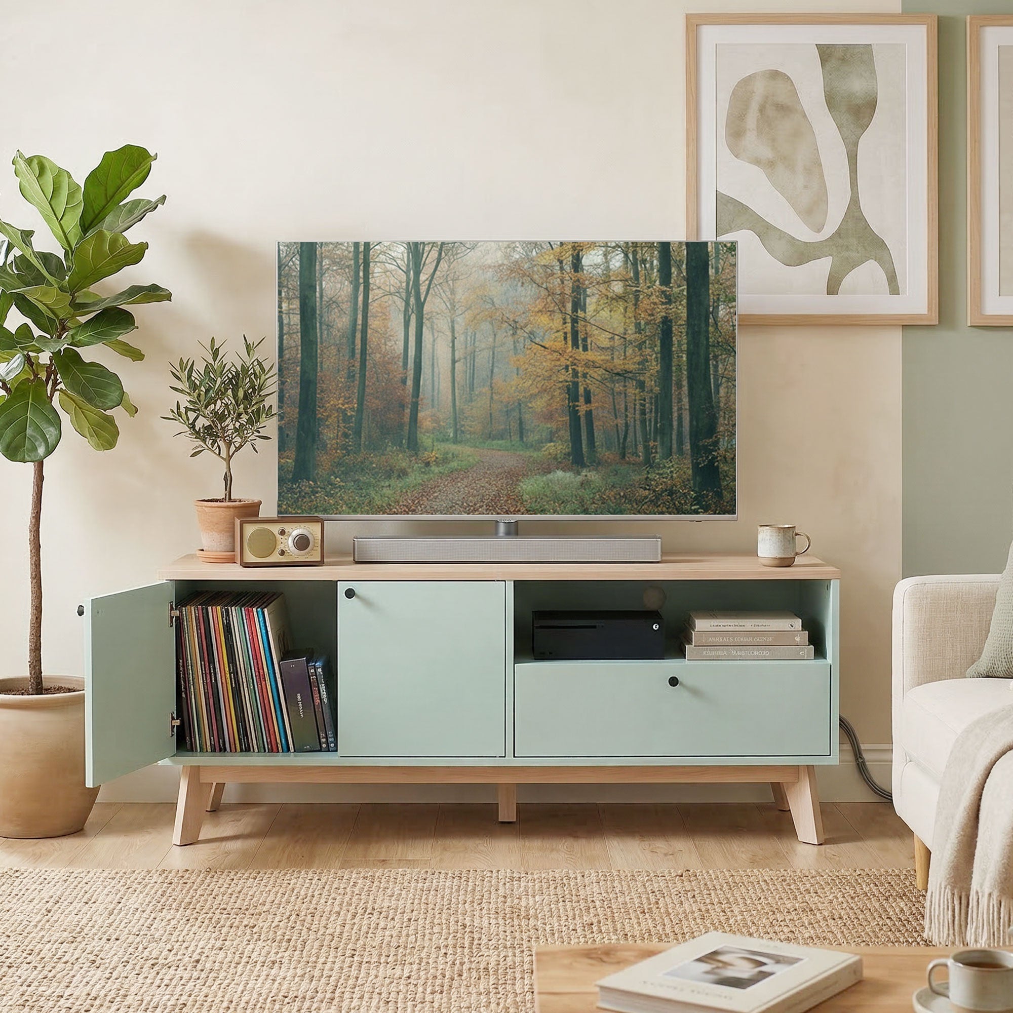 HOMCOM TV Stand Cabinet for Television up to 36 Inch, Modern TV Unit with 2 Doors, Entertainment Center with Adjustable Shelf 