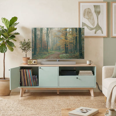 HOMCOM TV Stand Cabinet for Television up to 36 Inch, Modern TV Unit with 2 Doors, Entertainment Center with Adjustable Shelf 