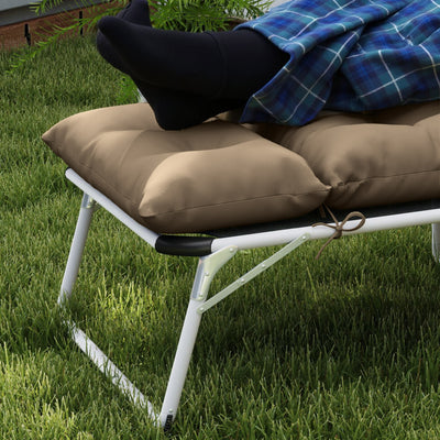 Outsunny Sun Lounger Cushion Only, 190x56x10cm Garden Lounge Chair Cushion, UPF20+ 220gsm Fabric, Thick Sunbed Replacement Cushion with 6 Ties, Khaki 