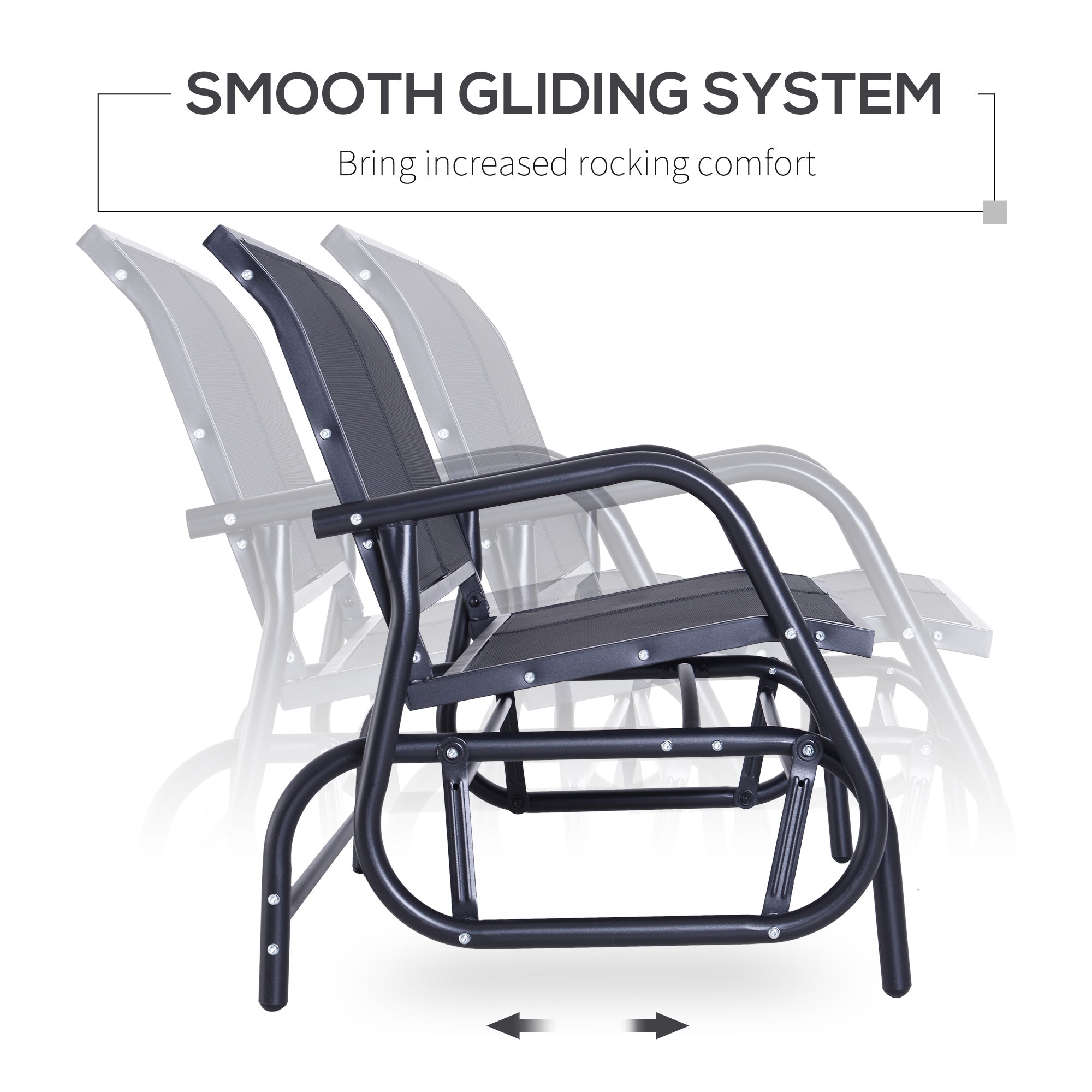 Outsunny 2-Person Outdoor Glider Bench Patio Double Swing Gliding Chair Loveseat w/Power Coated Steel Frame for Garden Patio Porch, Black 