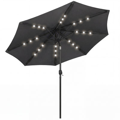 Outsunny 2.6 m Garden Parasol Umbrella with LED Solar Light, Parasol Cover, Outdoor Market Patio Umbrella, Black 