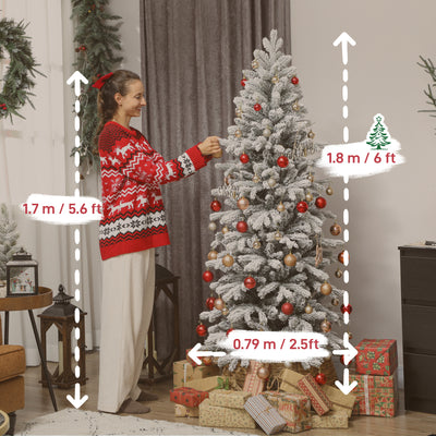 HOMCOM 6ft Flocked Artificial Christmas Tree 