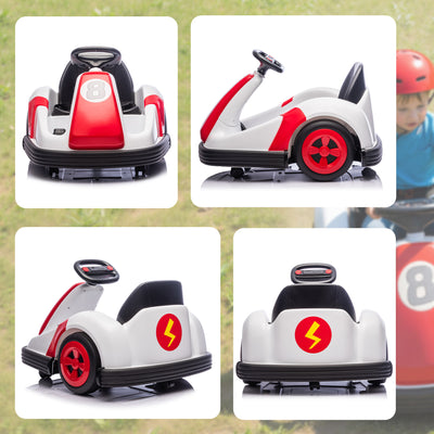 AIYAPLAY Kids Bumper Car with 360-Degree Rotation, 6V Electric Ride On Car with Music and Horn for 3-8 Years Old, Red 