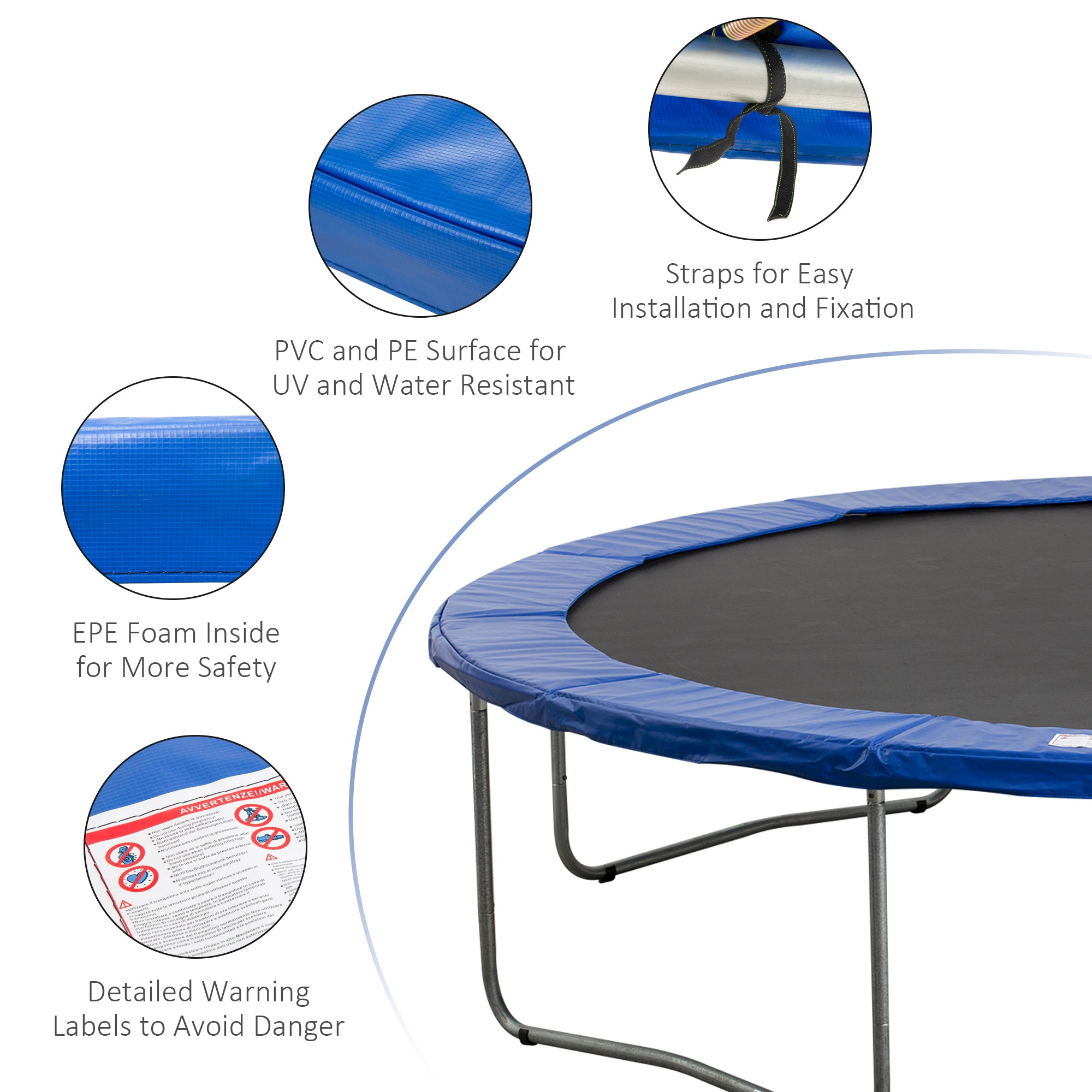 HOMCOM 13FT Trampoline Pad, \'ce\'a6396cm Trampoline Accessories Surround Safety Pad Foam Pading Pads Replcement Spare New Multi-Color