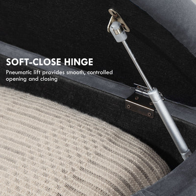 HOMCOM Velvet-Feel Half Circle Storage Ottoman - Dark Grey 