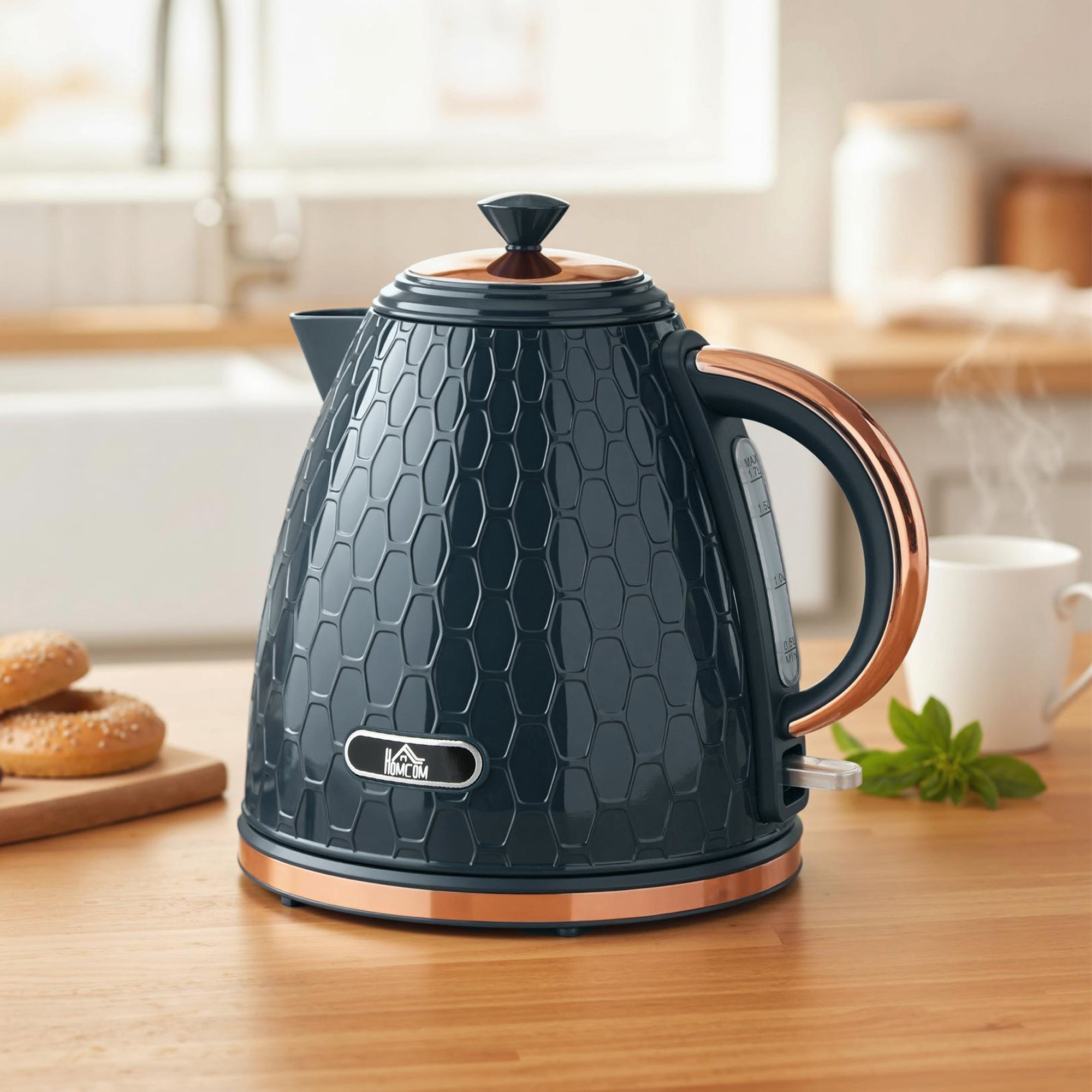 HOMCOM 3000W Rapid Boil Honeycomb Kettle - Dark Blue 