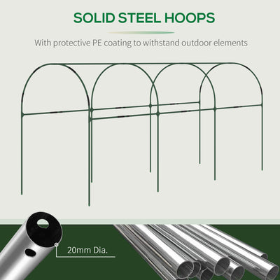 Outsunny Tunnel Tomato Greenhouse with 4 Hoops and Top Tap, Pointed Bottom and Guy Ropes, 400 x 123 x 171 cm, Clear 