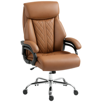 HOMCOM Spring Padded Faux Leather Office Chair - Light Brown 
