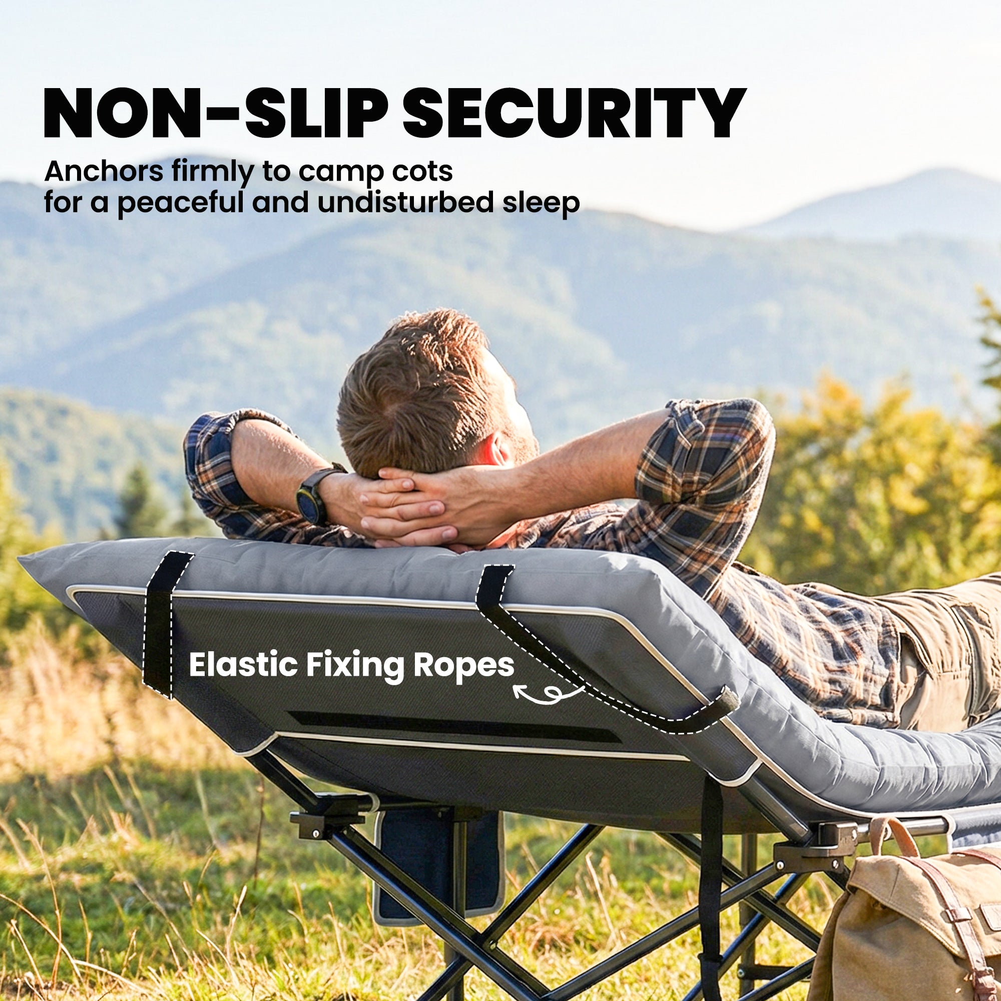 Outsunny Sleeping Mat, Foldable Camping Mattress Pad with Elastic Straps, Light Grey 