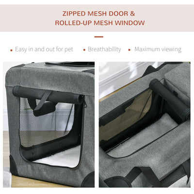 PawHut Oxford Fabric Folding Pet Carrier Bag Grey 