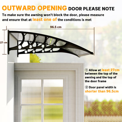 Outsunny Front Door Canopy, Outdoor Awning, Rain Shelter for Window, Porch and Front/Back Door, 103 x 96.5 cm, Clear 
