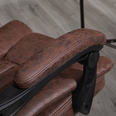 Vinsetto Home Office Chair Microfibre Desk Chair with Reclining Function Armrests Swivel Wheels Footrest Brown 