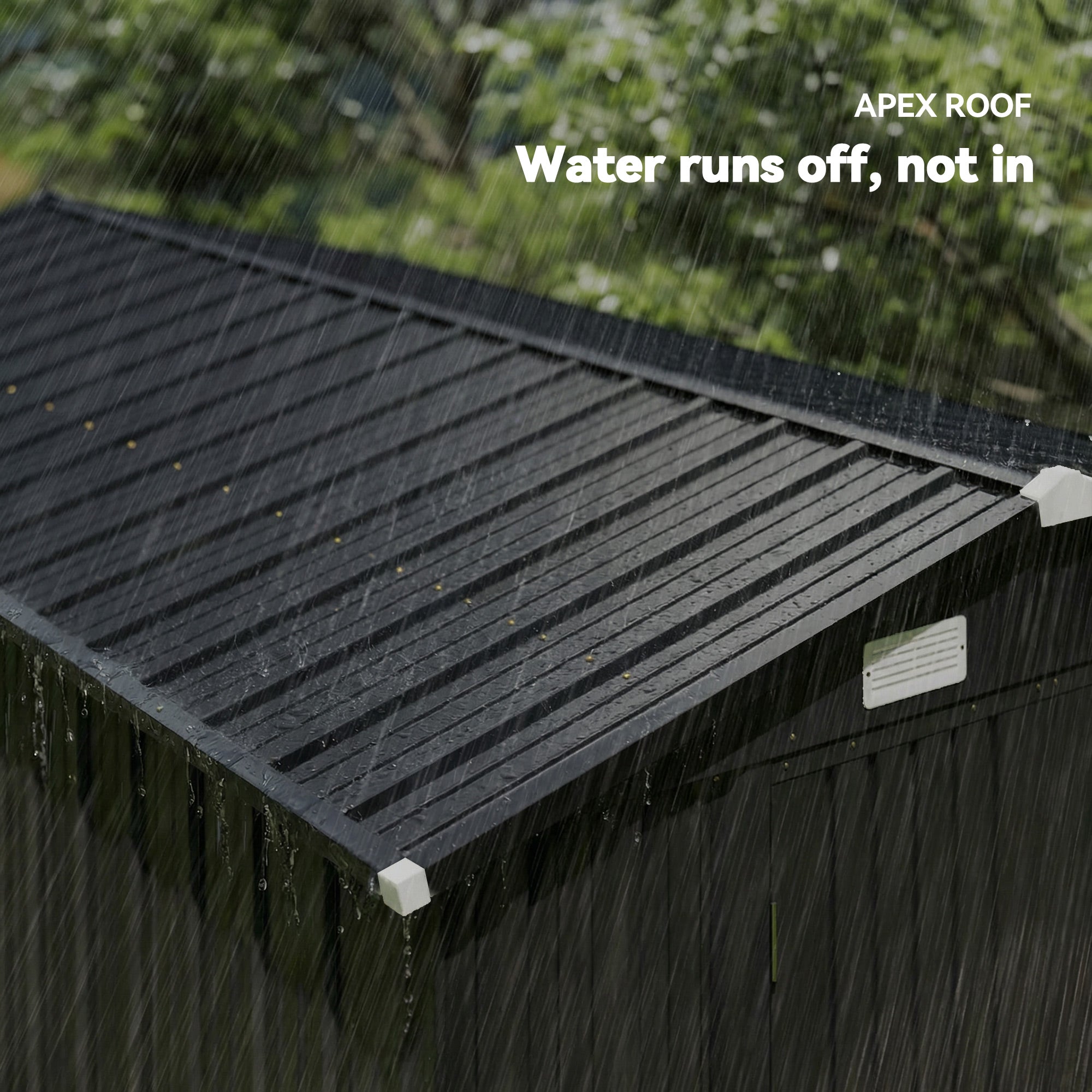 Outsunny 12 x 8 ft Garden Shed, Outdoor Storage Shed with 4 Vents and Lockable Double Doors, Dark Grey 