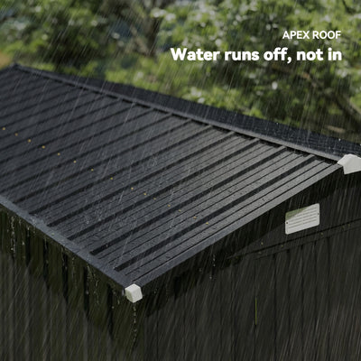 Outsunny 12 x 8 ft Garden Shed, Outdoor Storage Shed with 4 Vents and Lockable Double Doors, Dark Grey 