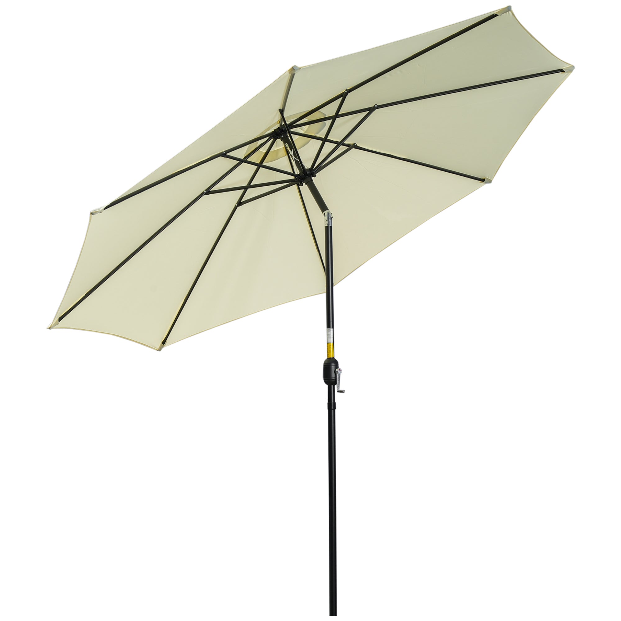 Outsunny 3(m) Tilting Parasol Garden Umbrellas, Outdoor Sun Shade with 8 Ribs, Tilt and Crank Handle for Balcony, Bench, Garden, Beige 