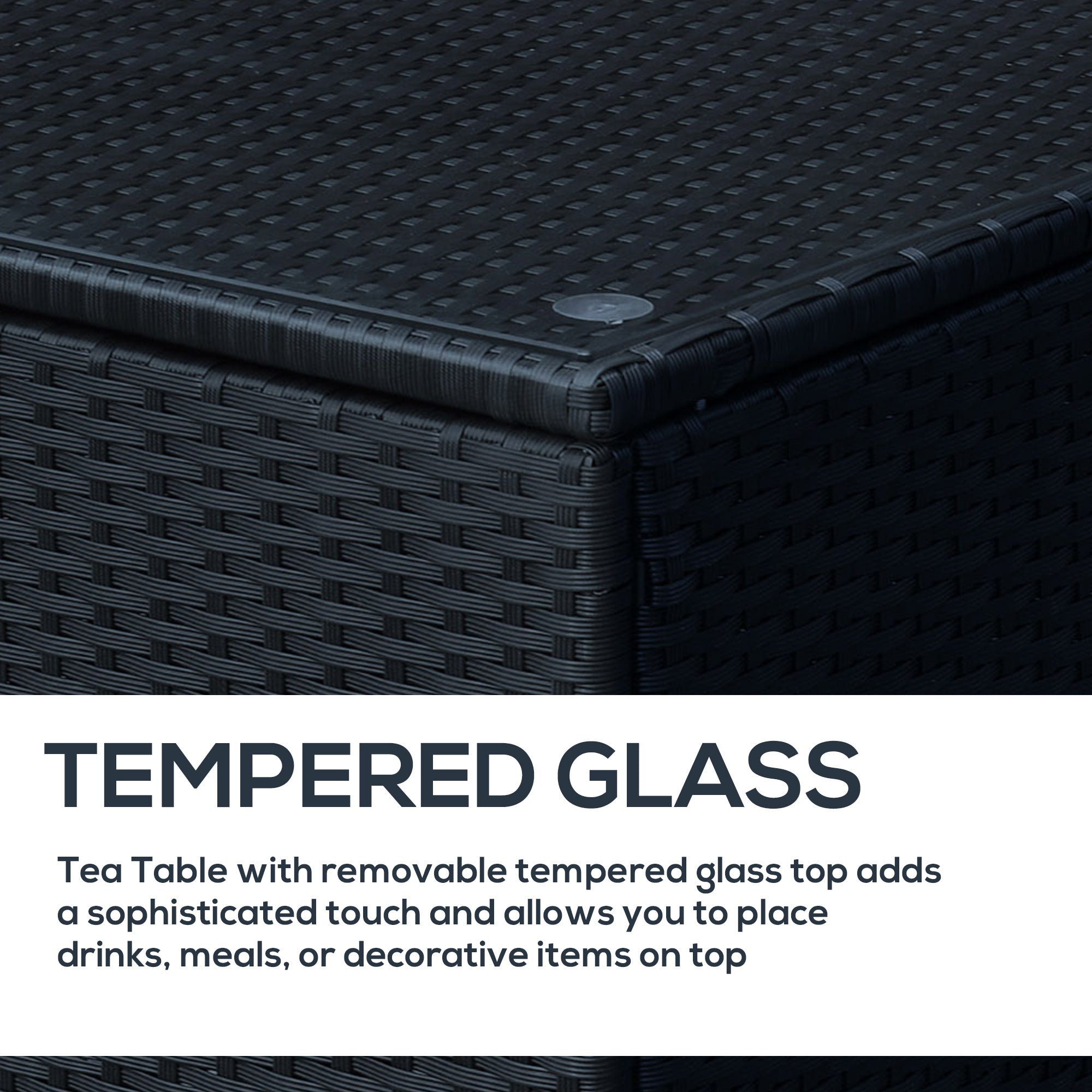 Outsunny PE Wicker Side Table Rattan Garden Furniture with Four Foot Pads, Rust & Mild Weather Damage Resistant, Black 