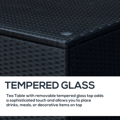 Outsunny PE Wicker Side Table Rattan Garden Furniture with Four Foot Pads, Rust & Mild Weather Damage Resistant, Black 