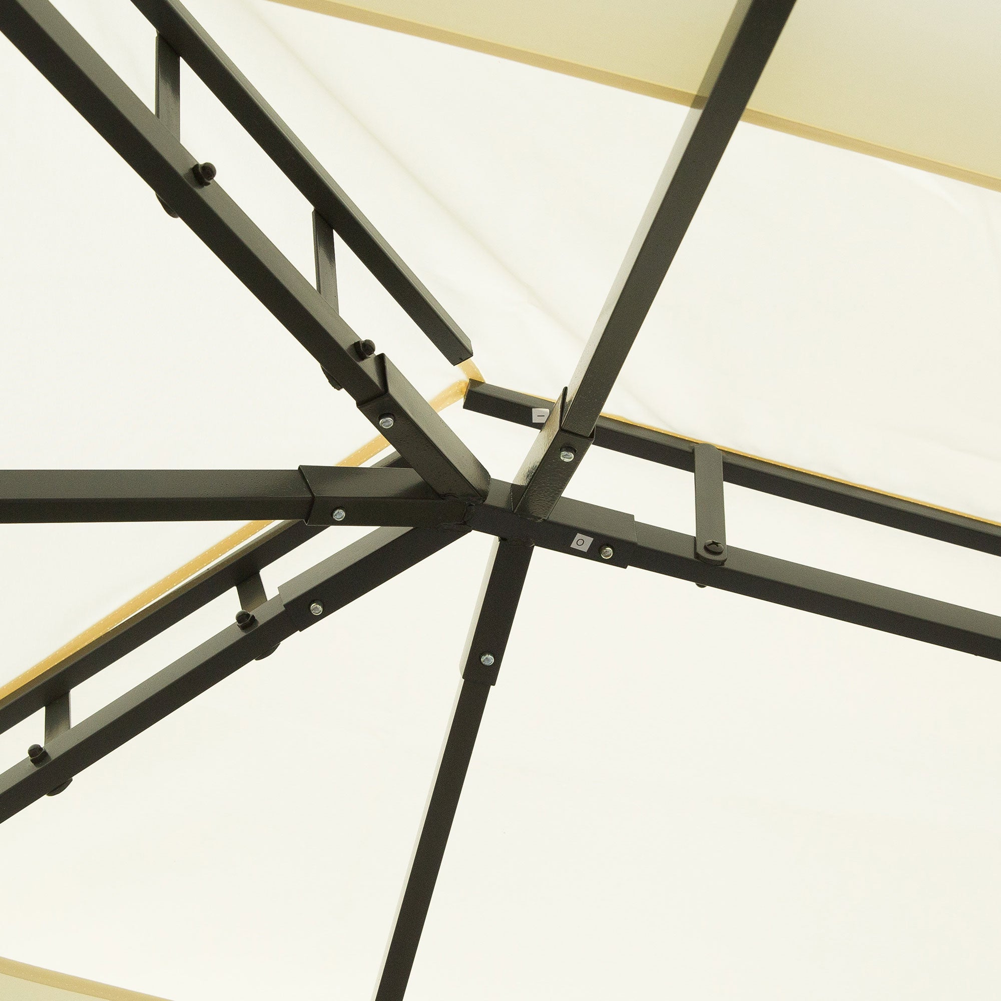 Outsunny 4 x 3 m Aluminum Garden Gazebo, Double Roof Outdoor Gazebo Canopy Shelter with Netting & Curtains for Garden, Lawn, Backyard and Deck, Cream 