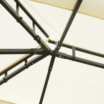 Outsunny 4 x 3 m Aluminum Garden Gazebo, Double Roof Outdoor Gazebo Canopy Shelter with Netting & Curtains for Garden, Lawn, Backyard and Deck, Cream 