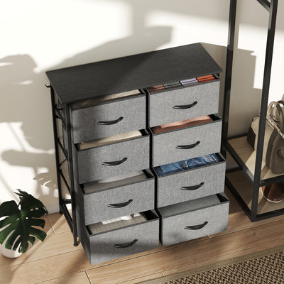 HOMCOM Chest of Eight Fabric Drawers - Charcoal Grey 