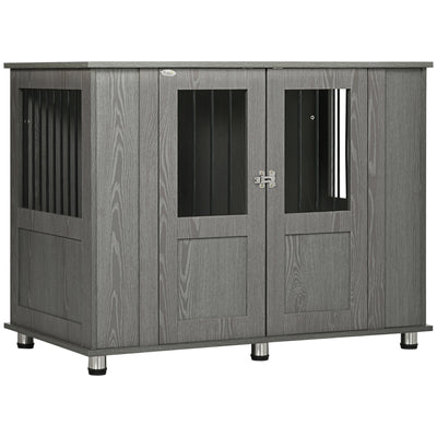 PawHut Dog Crate Table for Medium and Large Dogs with Magnetic Door for Indoor Use, 114 x 60 x 82 cm, Grey 