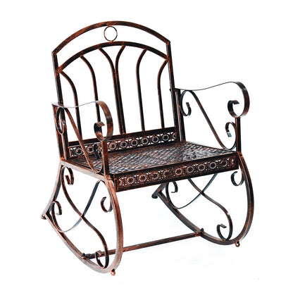 Outsunny Metal Single Chair 1 Seater Garden Outdoor Rocking Chair Vintage Style Bronze 