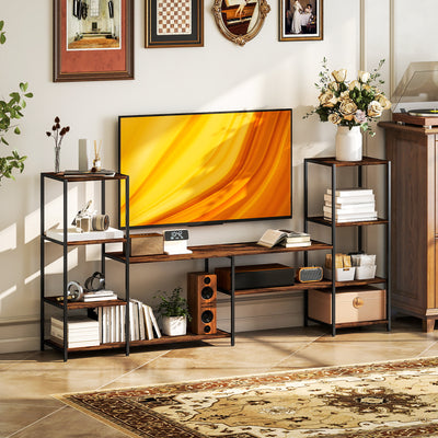 HOMCOM TV Unit for TVs up to 55 Inches, Industrial TV Stand with Storage Shelves, Entertainment Centre for Living Room, Bedroom 