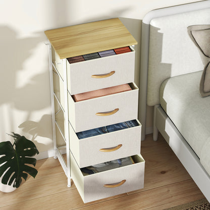HOMCOM Chest of Four Fabric Drawers - Beige