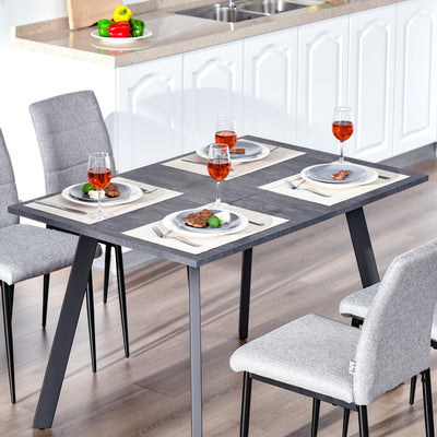 HOMCOM Dining Table, Contemporary Rectangle Kitchen Table with Metal Legs and Spacious Tabletop for Dining Room, Living Room, Dark Grey 