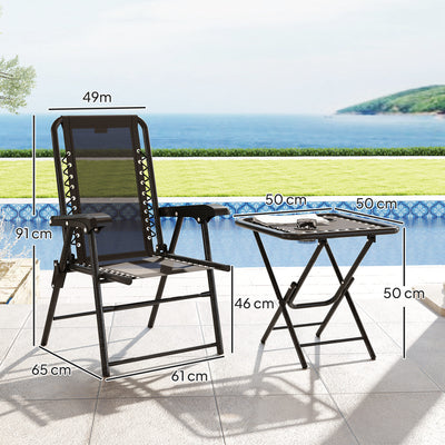 Outsunny Three-Piece Garden Table and Chair Set - Black 
