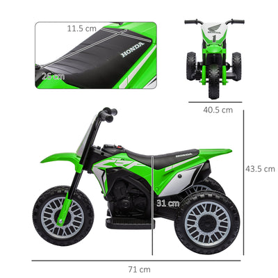 HOMCOM 6V Kids Motorbike, Three-Wheel Kids Electric Bike with Horn, Startup Sound for Ages 18-36 Months - Green 