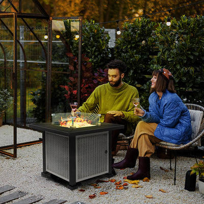 Outsunny 81 x 81cm 50,000 BTU Gas Fire Pit Table - Grey 