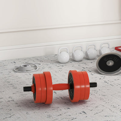 SPORTNOW 20kg Four-In-One Adjustable Weight Dumbbells Set, Barbell, Kettlebell, Push Up Stand - Red 