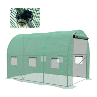 Outsunny Sprinkler System Polytunnel Greenhouse, 3 x 2m, Green 