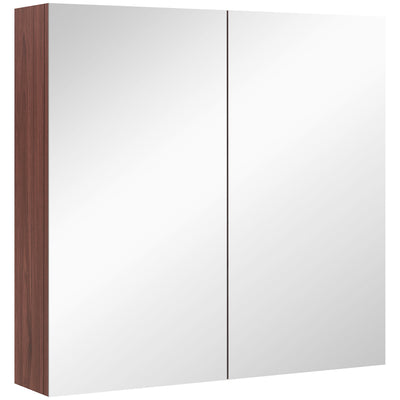 kleankin Double Door Bathroom Mirror Cabinet, Wall Mounted Bathroom Storage Cabinet, Soft Closing, 63L x 60Hcm 
