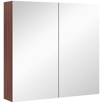 kleankin Double Door Bathroom Mirror Cabinet, Wall Mounted Bathroom Storage Cabinet, Soft Closing, 63L x 60Hcm 