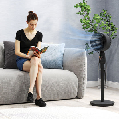 HOMCOM Pedestal Fan, Powerful Air Circulator, 12 Inch Floor Standing Fan with 3 Speed Settings, Oscillating Function for Bedroom, Home and Office, Black 