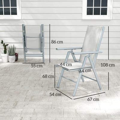 Outsunny Set of Two Aluminium Folding Chairs  - Light Grey 