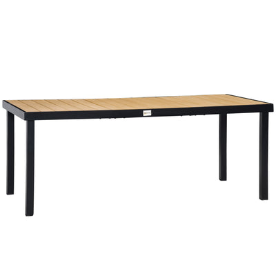 Outsunny Aluminium Outdoor Garden Dining Table for 8 People, Faux Wood Top, for Garden, Patio, 190 x 90 x 74 cm, Natural 